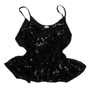 Sequin black peplum top